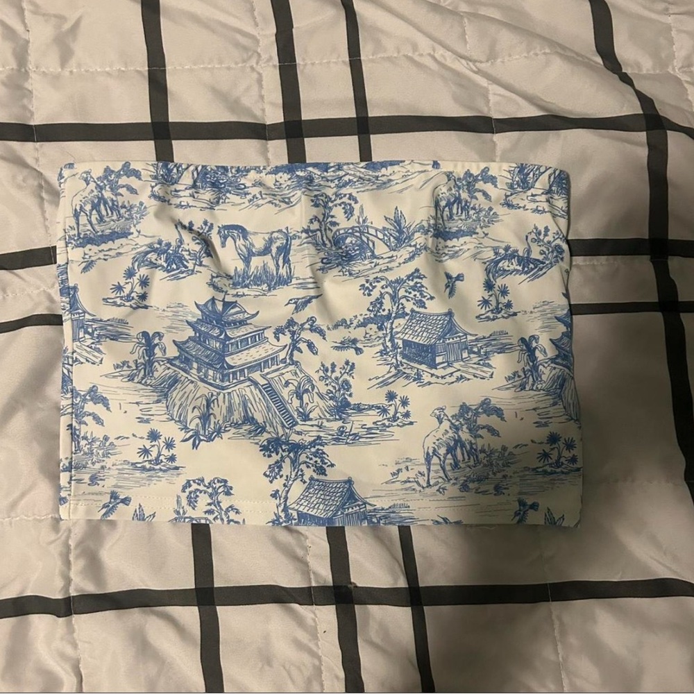 Edikted White and Blue Tube Top